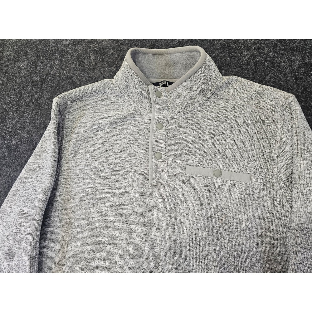 Eddie Bauer Fleece Pullover Men M Gray Snap Neck Sweater Outdoor Casual Warm - Picture 1 of 6